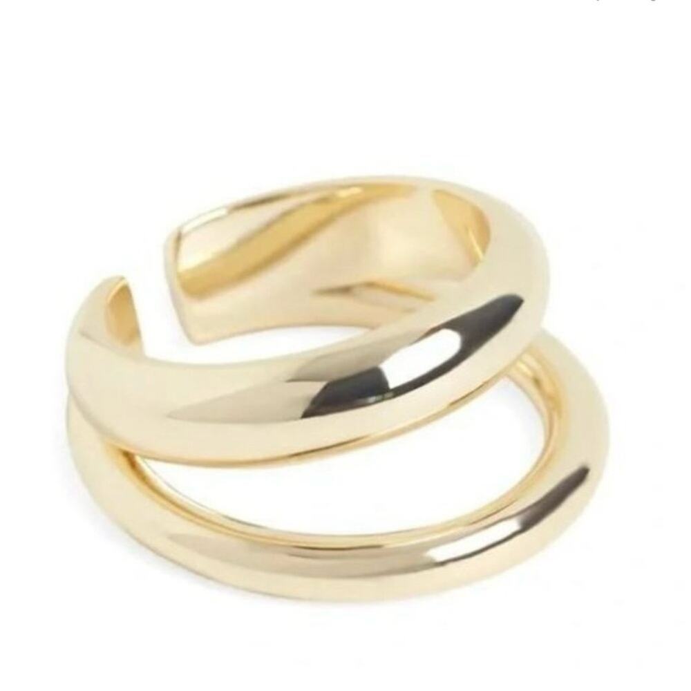 Loren Stewart Deux Double Open Band Ring Gold Plated Chunky Classic Size 7 NEW - Picture 3 of 9